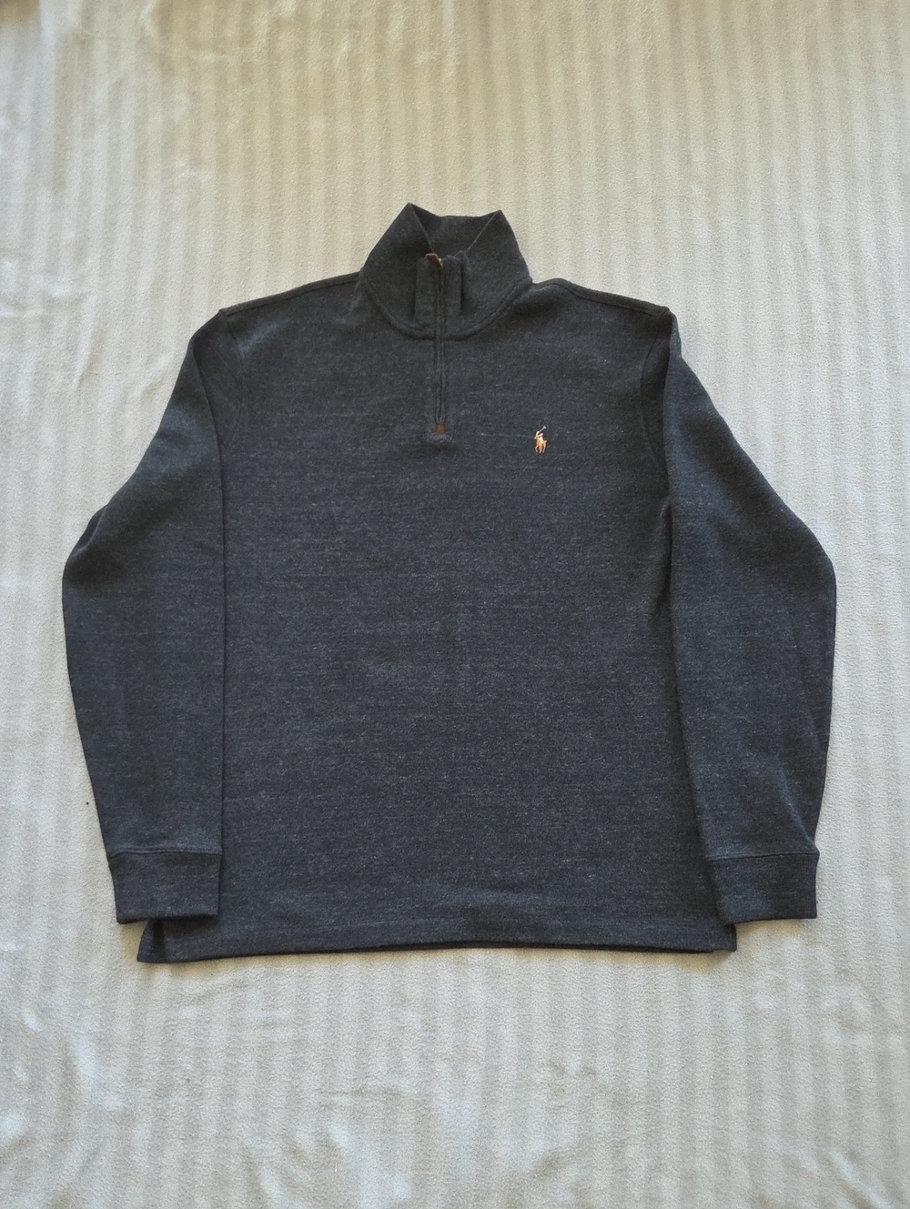 Polo by Ralph Lauren Men's Dark Gray Half-Zip Sweater with Pony Logo